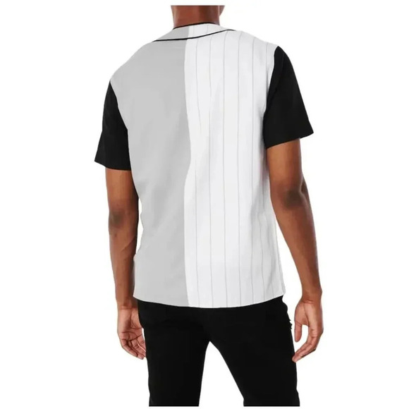 NWOT Hollister Men’s Button Down Baseball Jersey Shirt Gray White Black Size M - Picture 2 of 7
